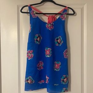 Lily Pulitzer floral Bowtie back tank. Size Large